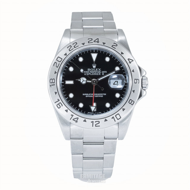 Pre-Owned Rolex Explorer II 16570 Stainless Steel 40 mm Luminous Dots & Index